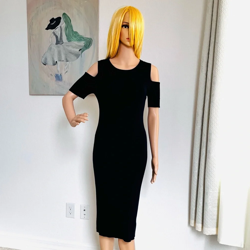 Michael Kors Cold Shoulder Pullover Midi Dress - Picture 1 of 4